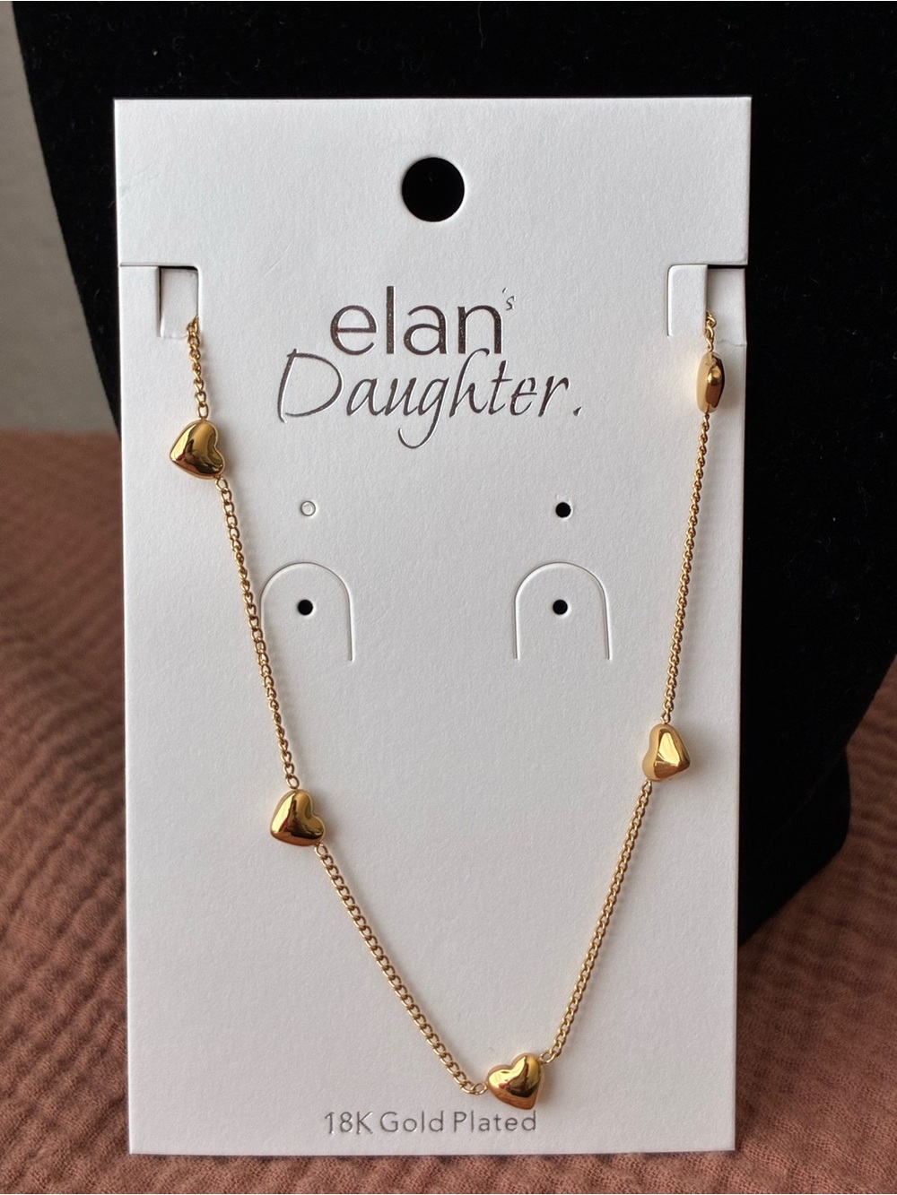 Elan Daughter Gold Plated Heart Station Necklace - 18k Gold